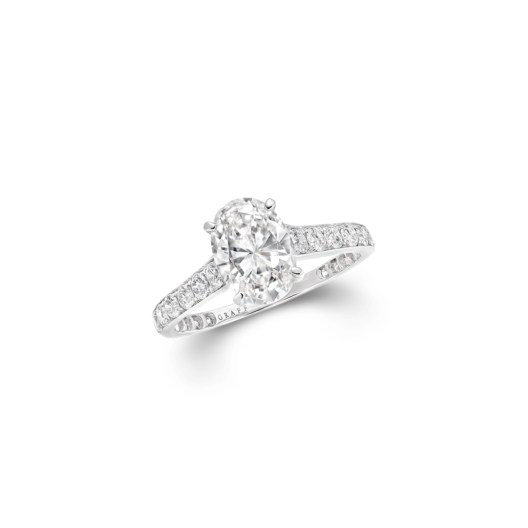 Flame Oval Diamond Engagement Ring