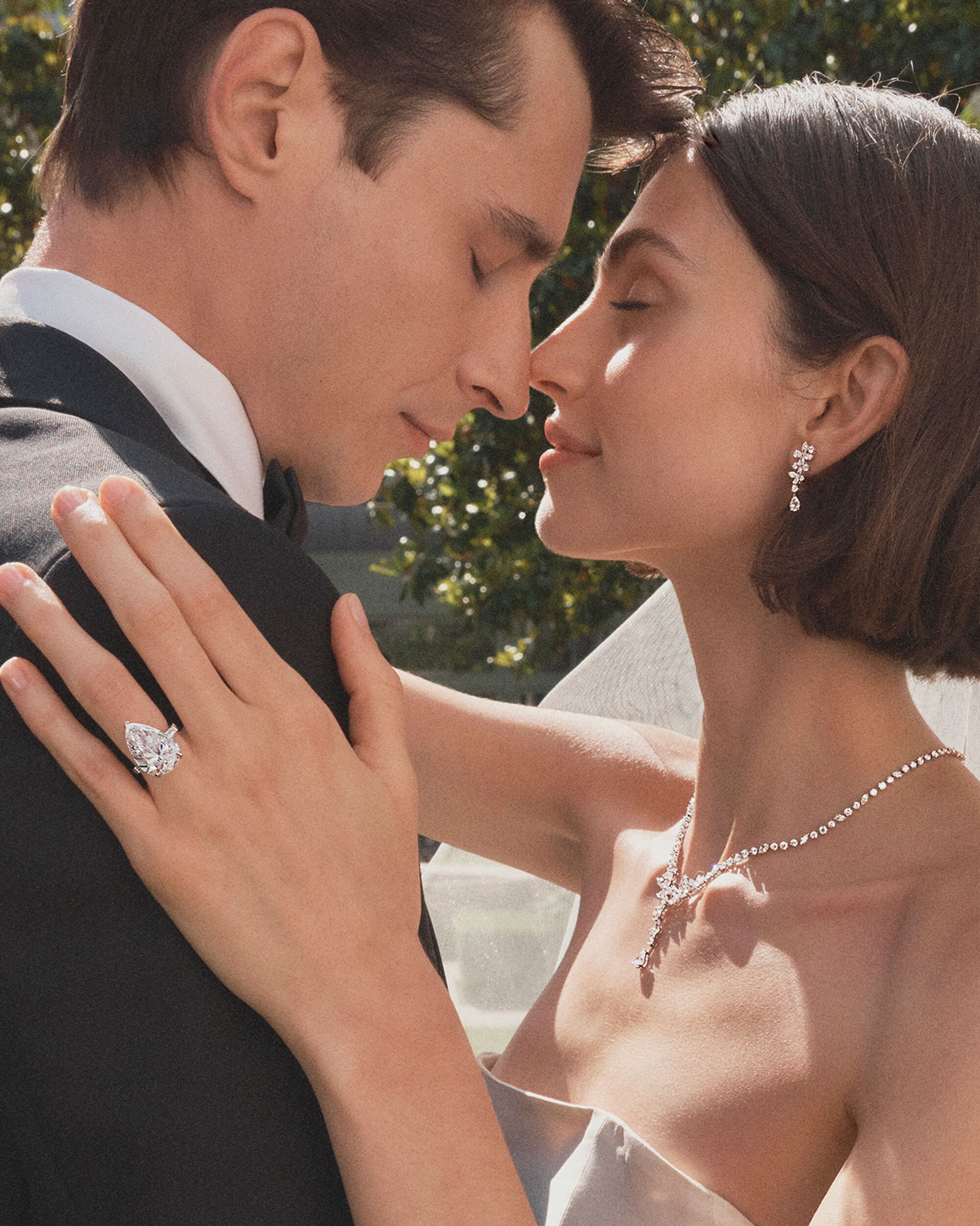 Graff Bridal Campaign 2024 - image shows male and female model wearing Graff Bridal Jewellery