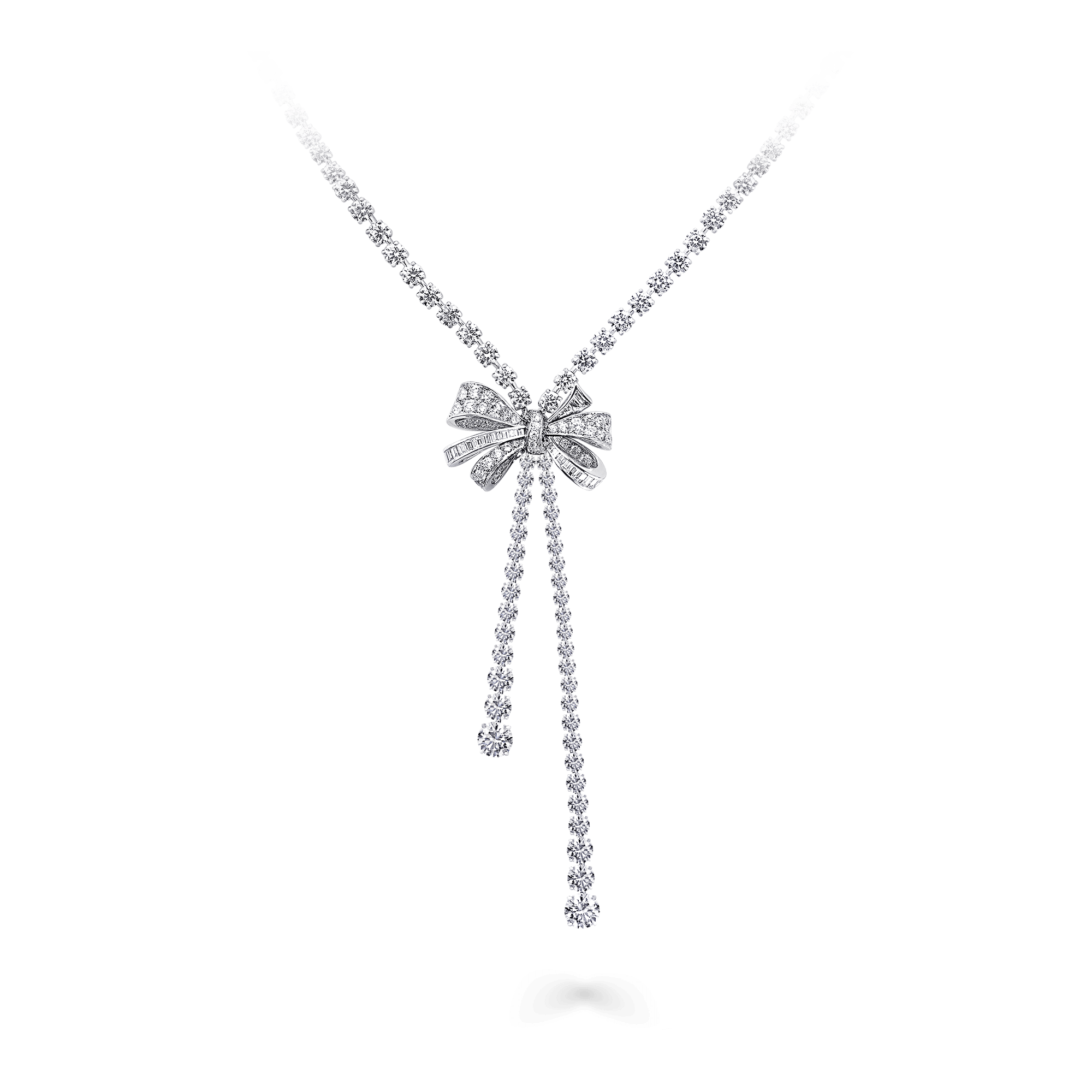 Tilda’s Bow Double Strand Round Diamond Necklace