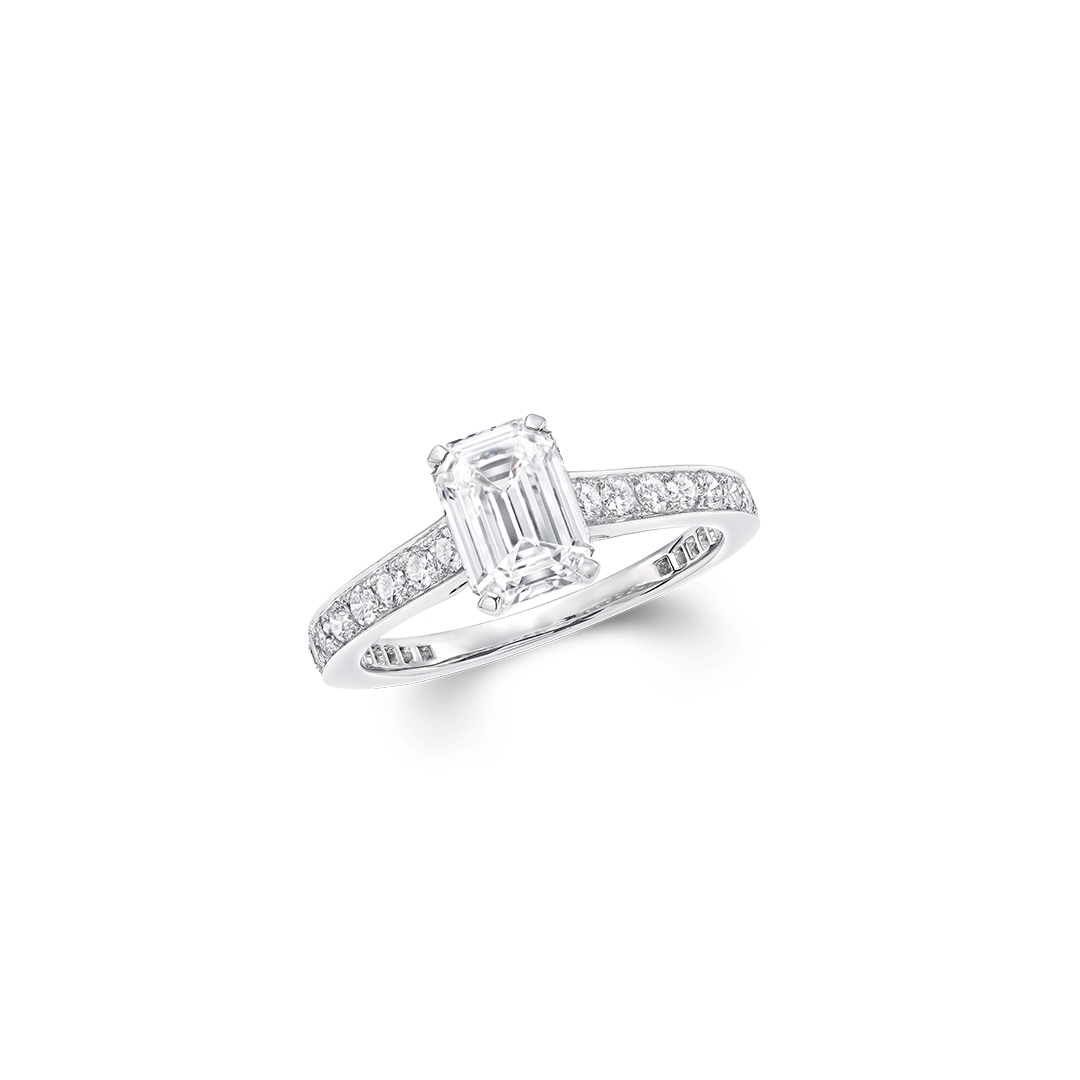 Flame Emerald Cut Diamond Engagement Ring