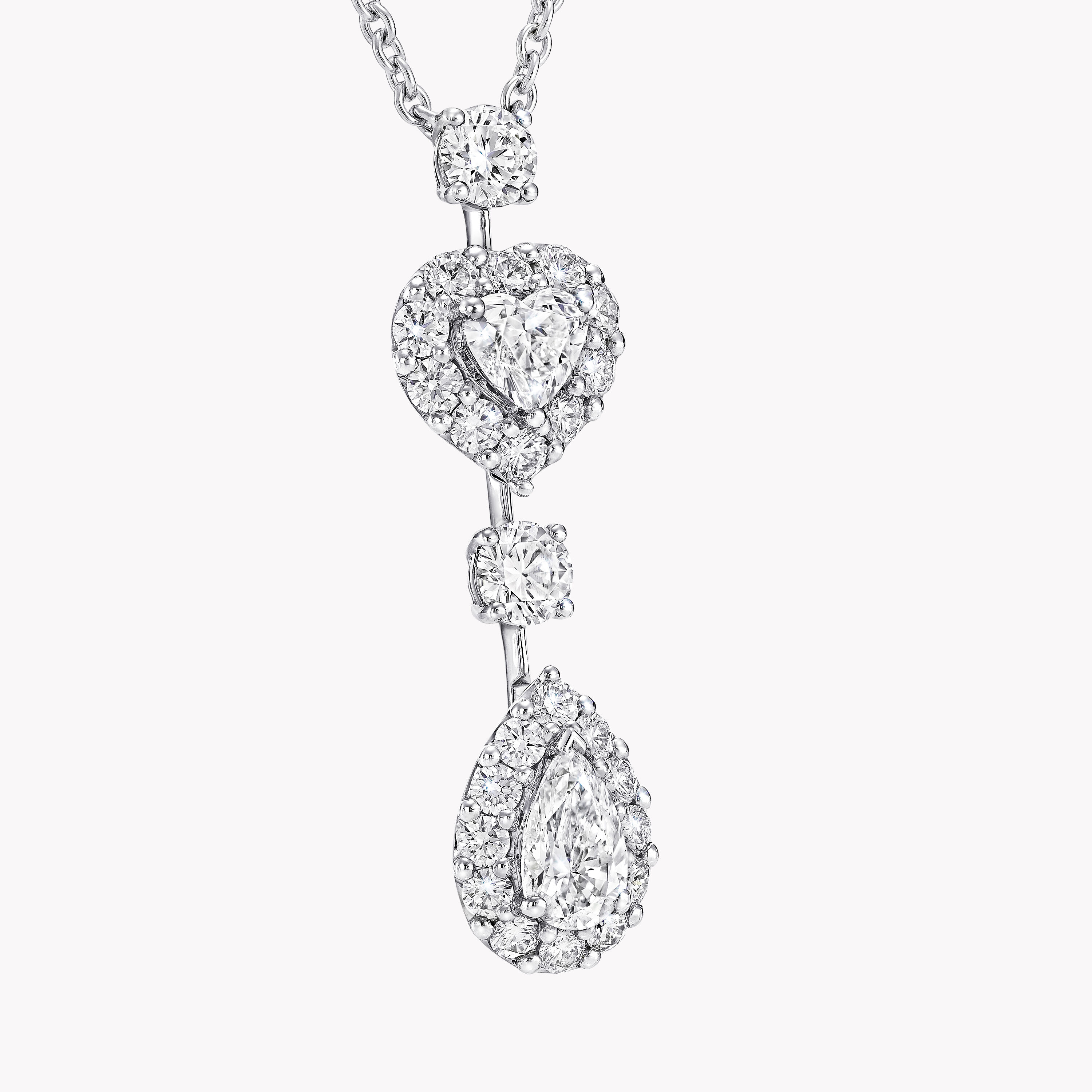 Icon Heart and Pear Shape Diamond Drop Necklace