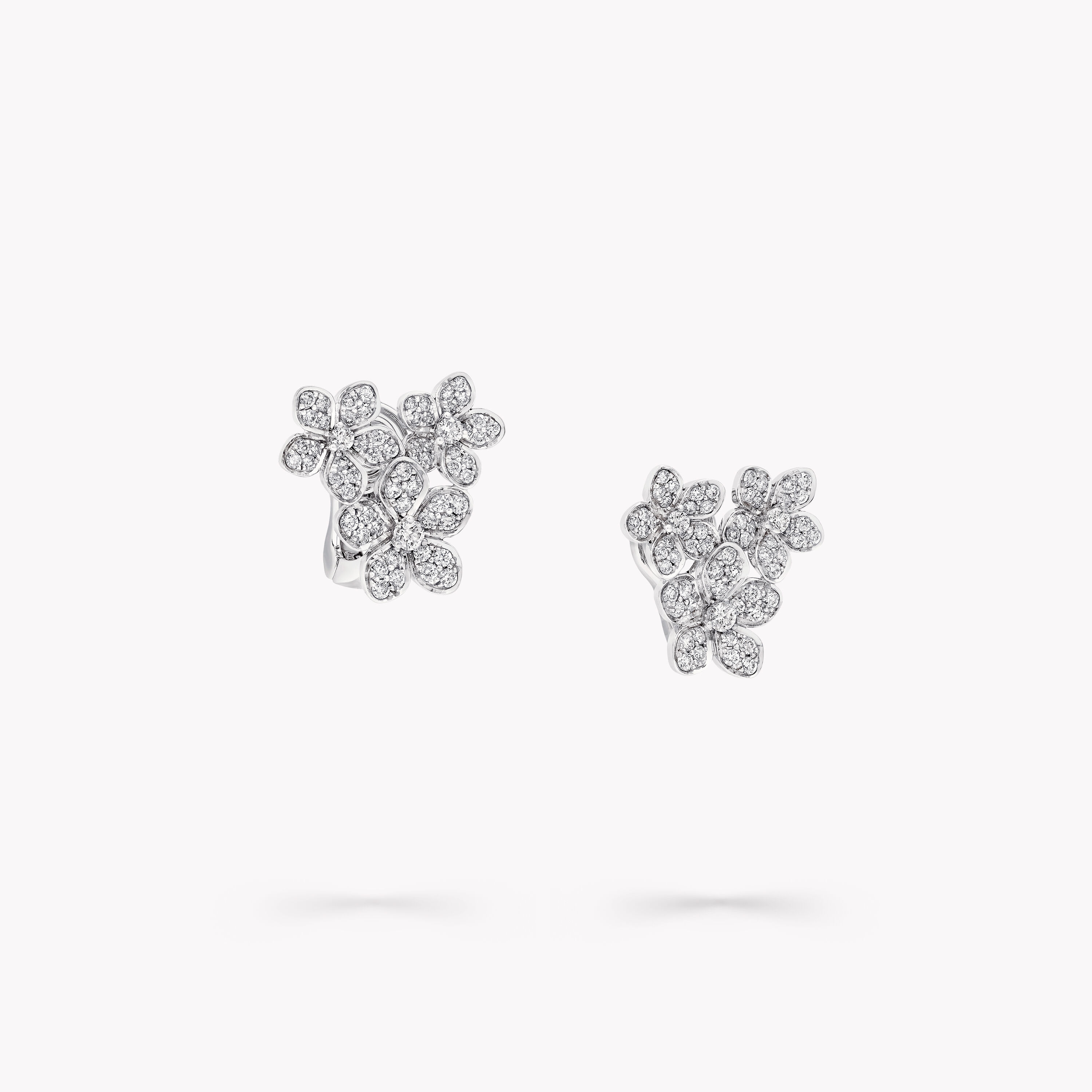 diamond cluster flower earrings