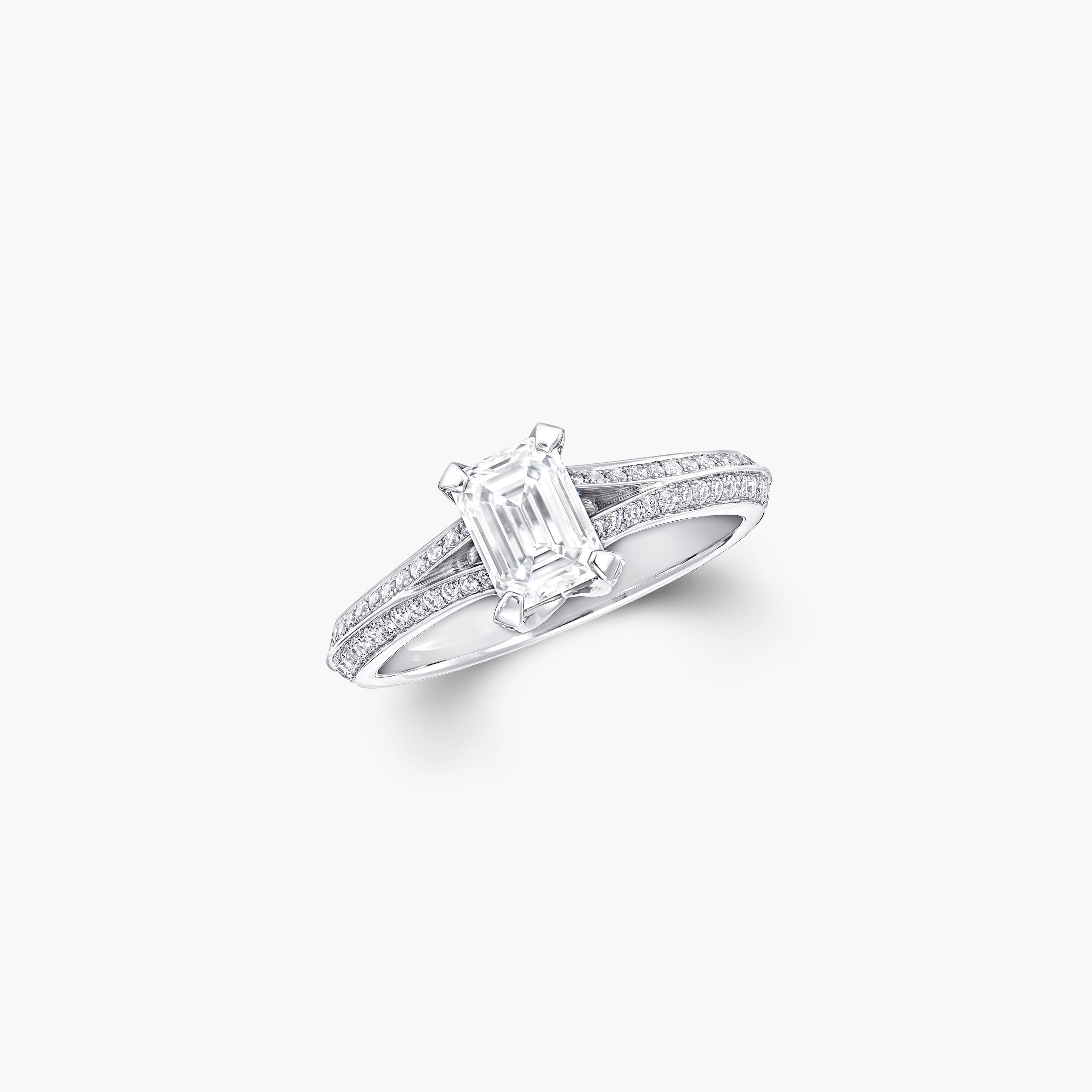 Legacy祖母綠形切割鑽石訂婚戒指, 鉑金| 格拉夫