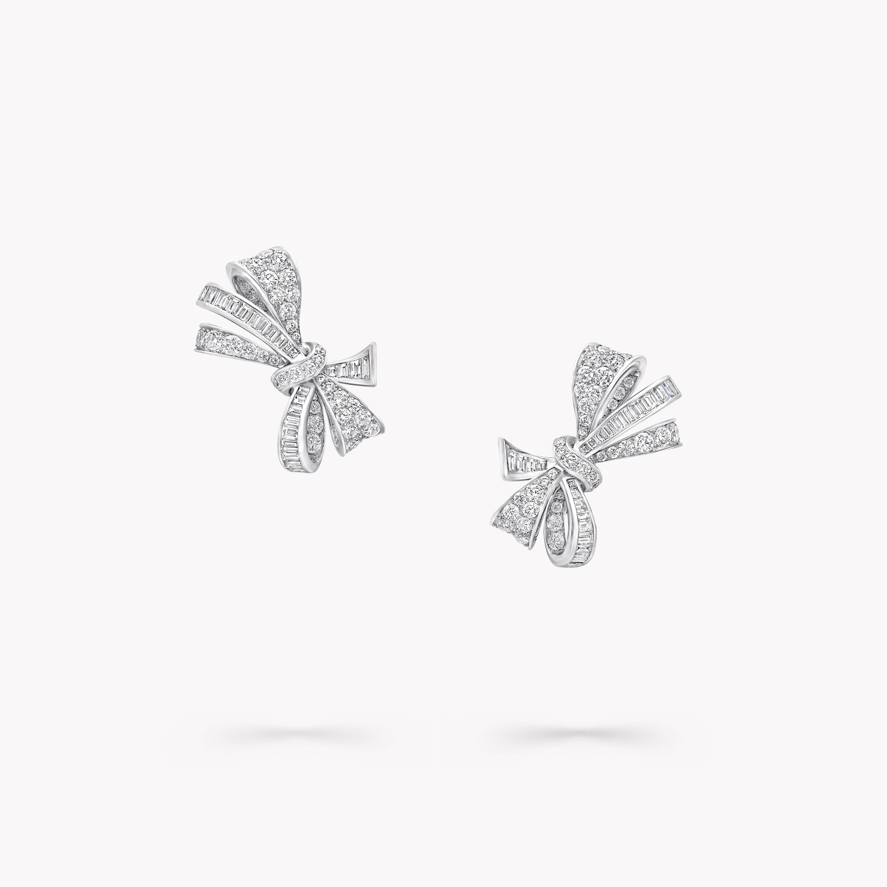 diamond bow stud earrings