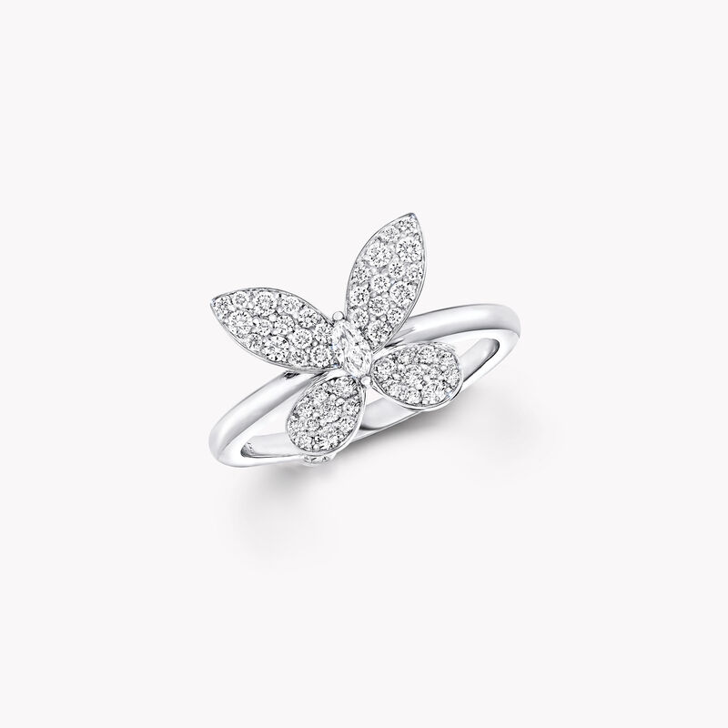 Pavé Butterfly Diamond Small Pendant, White Gold - Graff