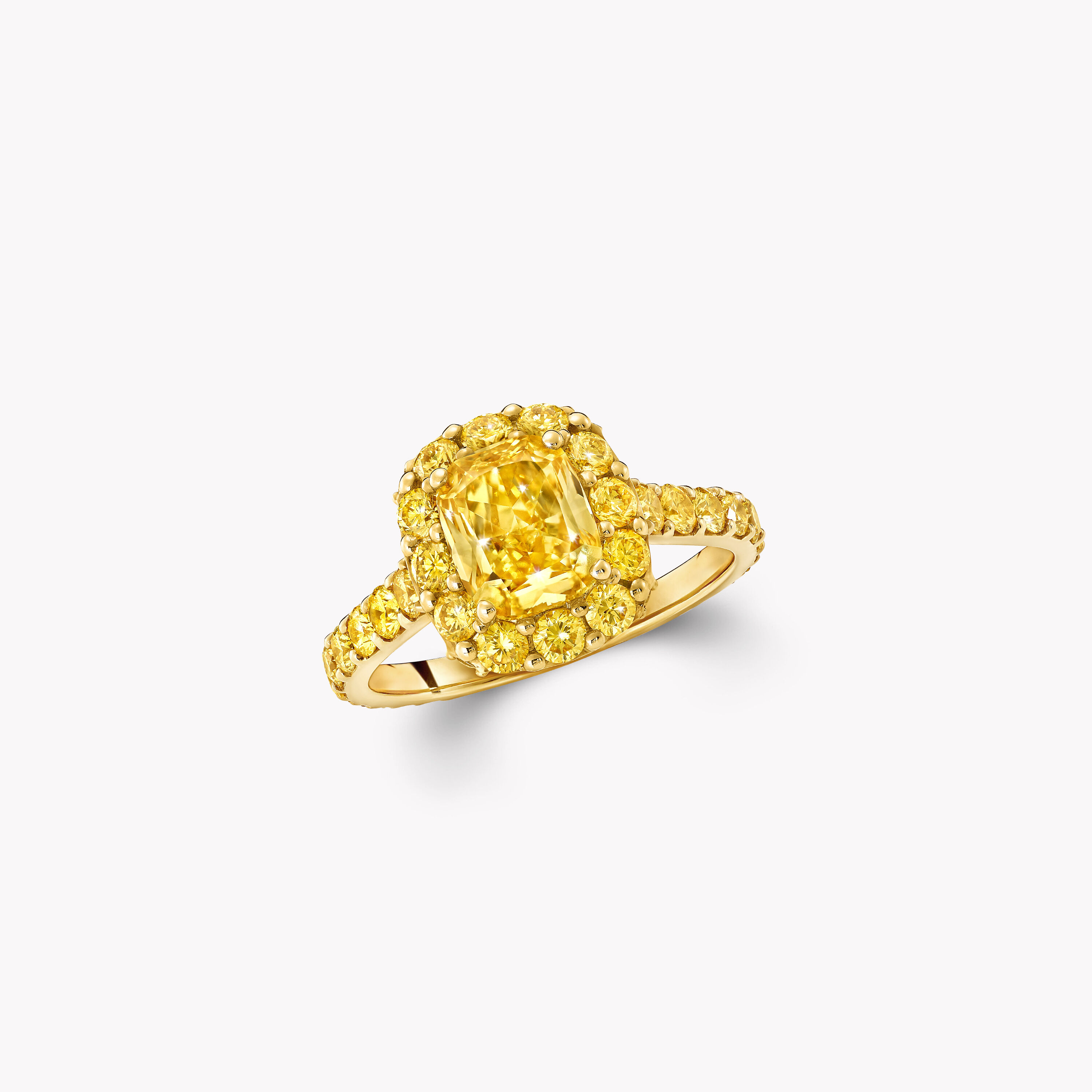 Icon Cushion Cut Yellow Diamond Engagement Ring | Graff
