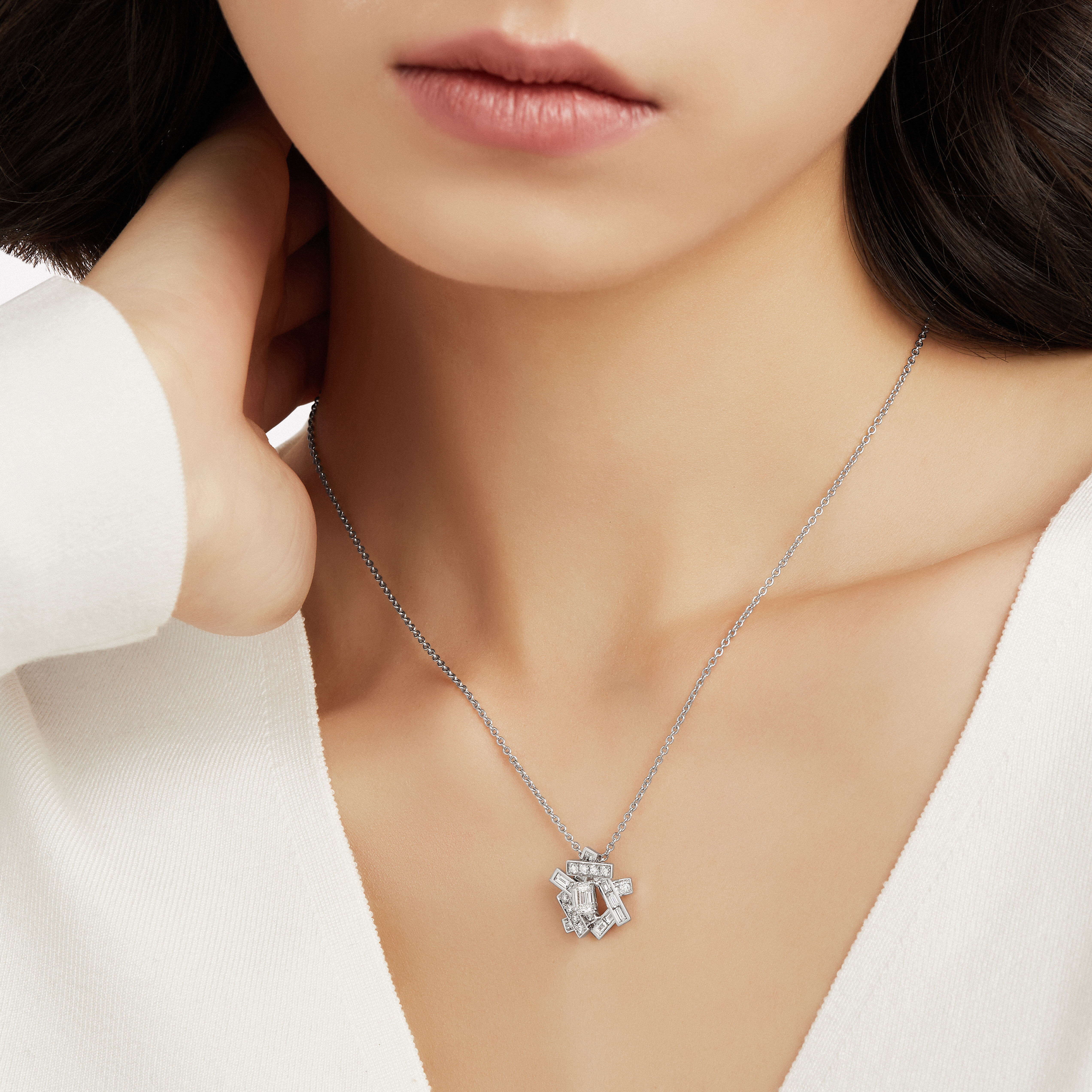East West Set Emerald Cut Diamond Solitaire Pendant & Necklace Made With  Platinum Gift for Her, Anniversary Gift Necklace for Women - Etsy