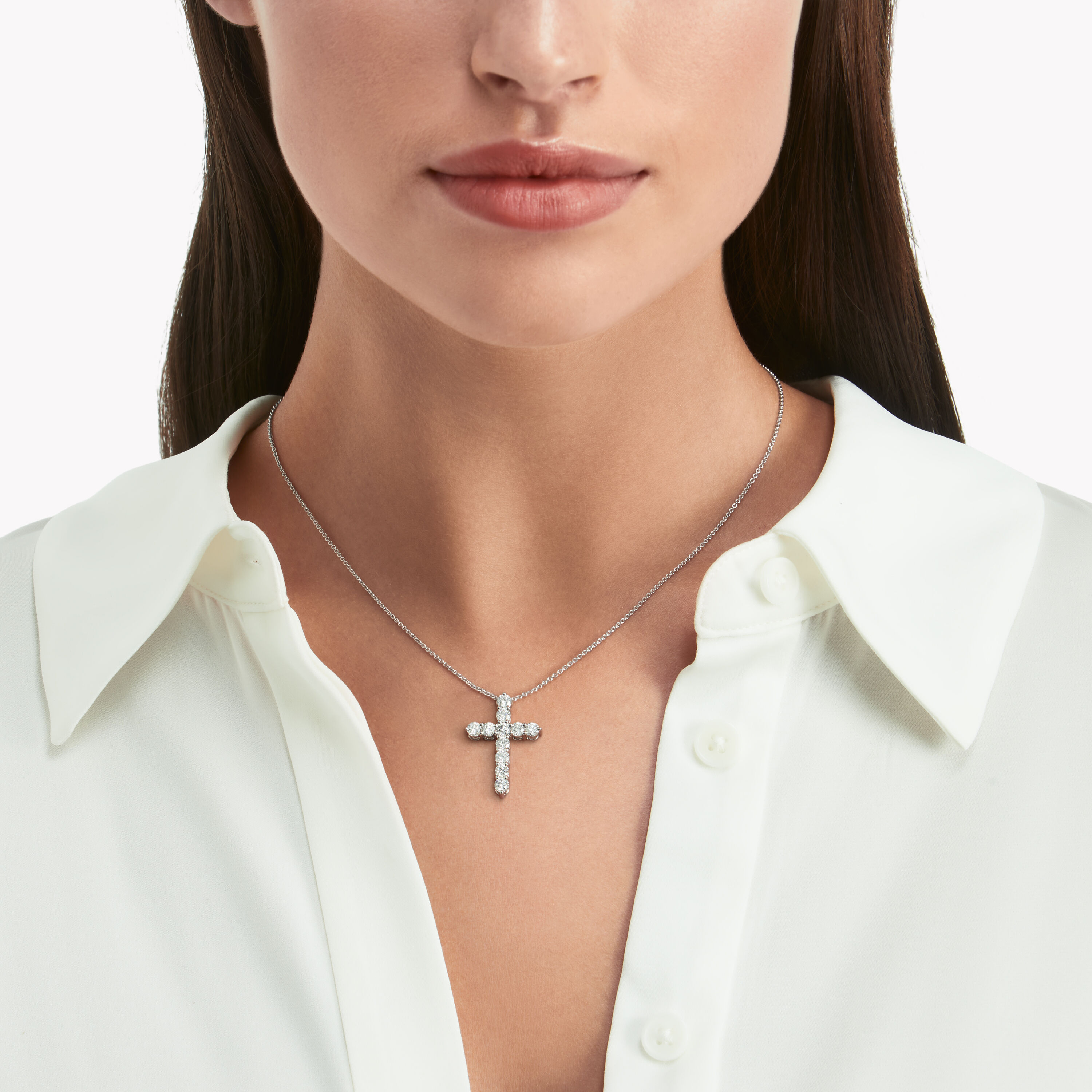 small cross necklace with diamonds