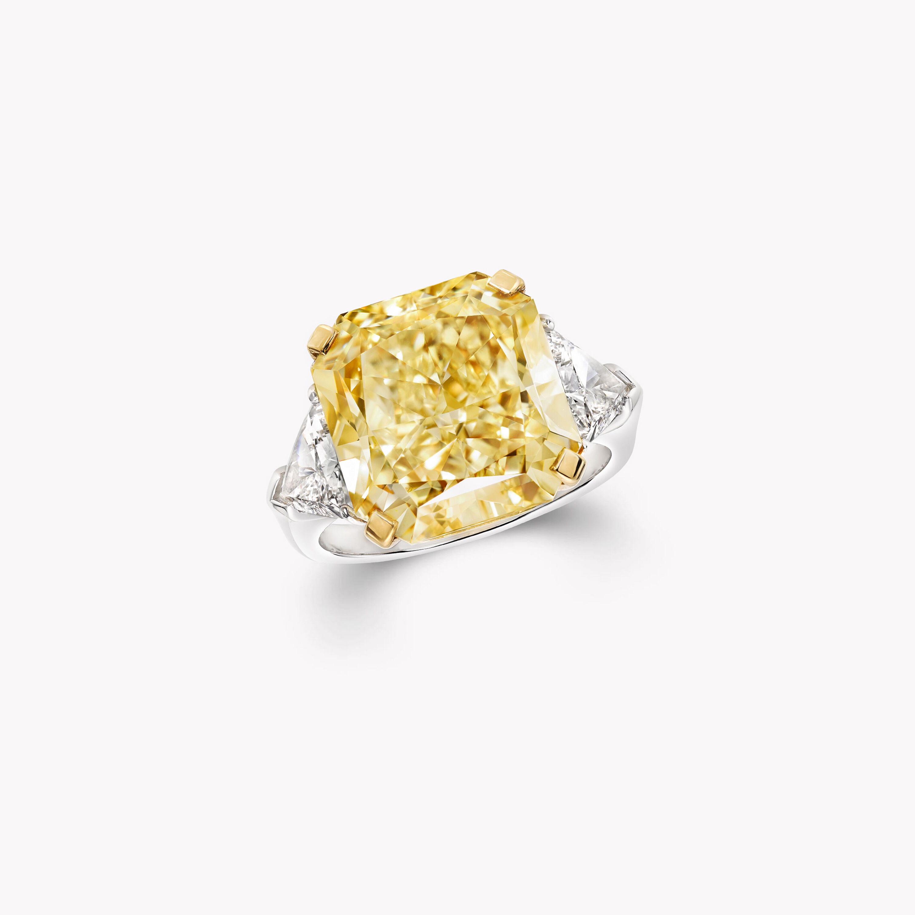 11.04 ct Fancy Yellow radiant cut diamond ring (12.28 cts) | Graff