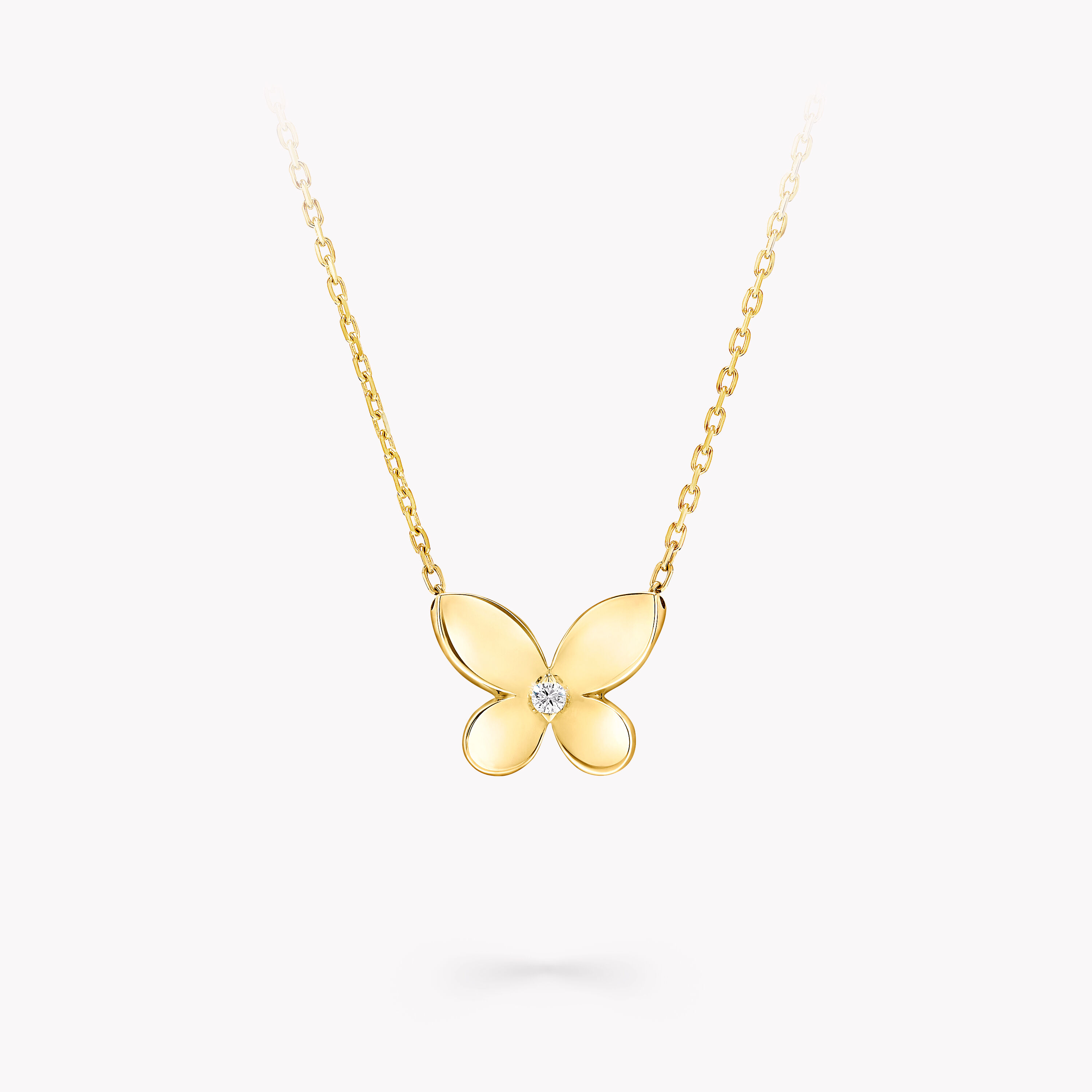 14K Yellow Gold Mini Butterfly Pendant Necklace， 16 To 18