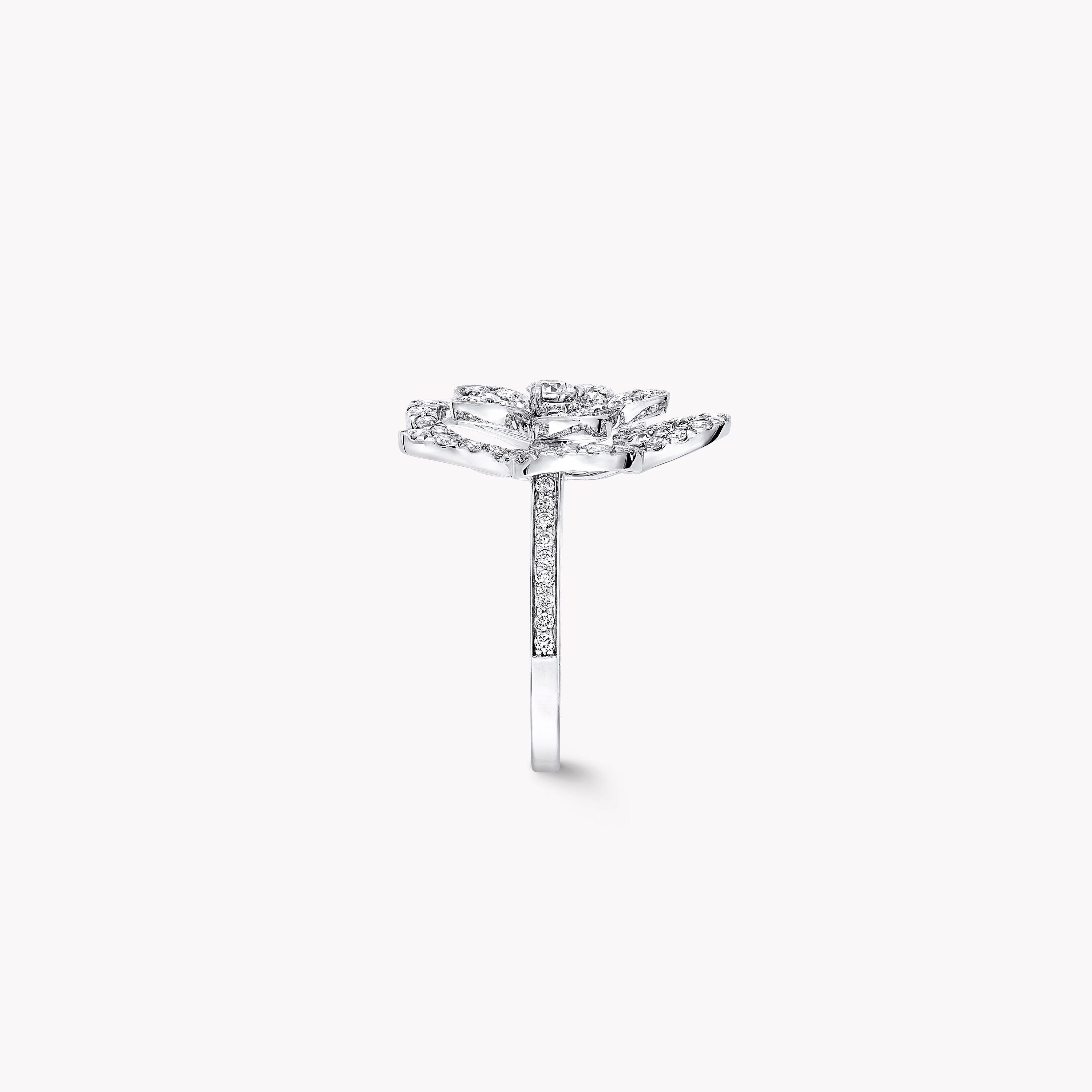 【Jewelry】K10WG フラワーモチーフ ダイヤモンド デザインリング A.0.04ct D.0.05ct 15号 2g/hm08329tg