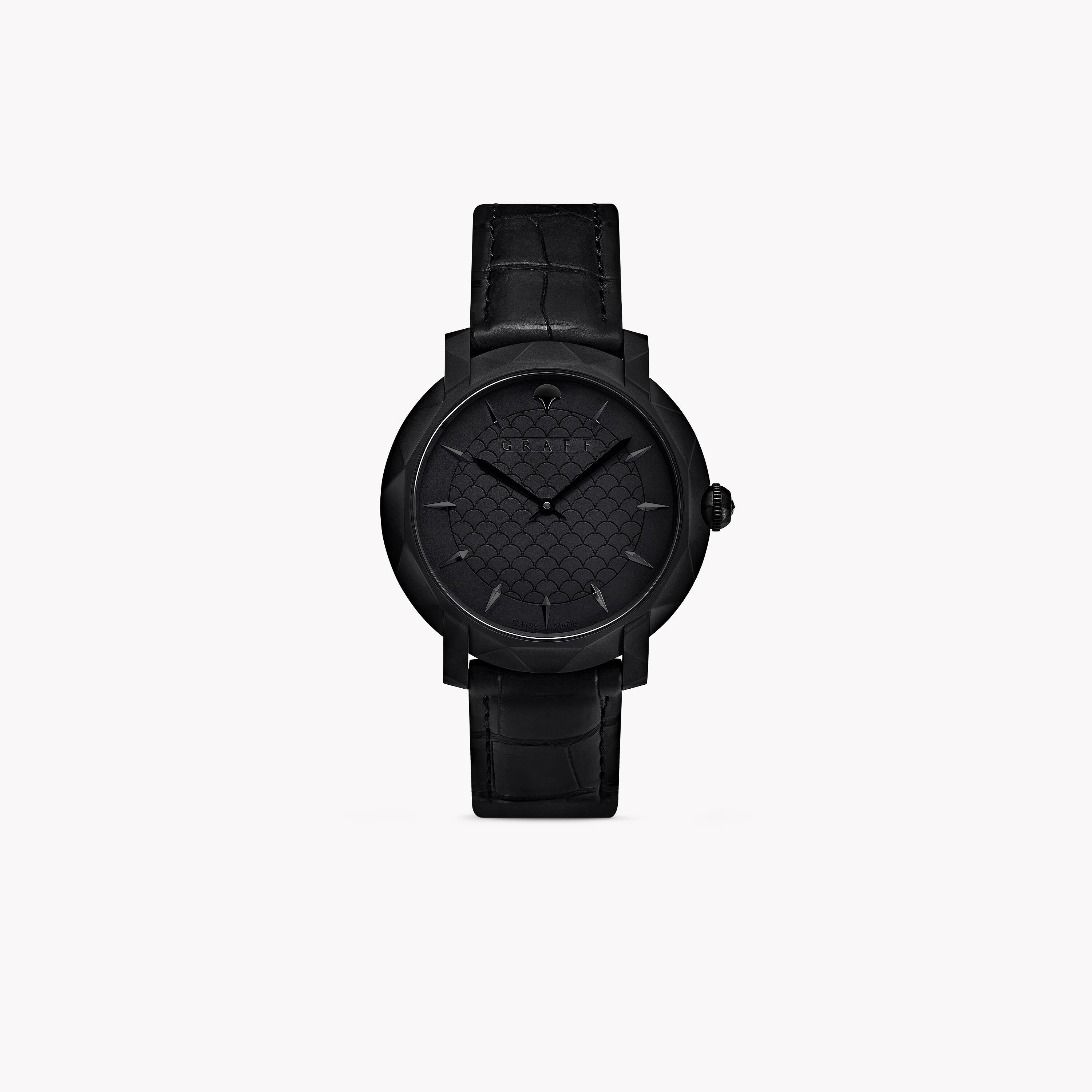 Eclipse 43mm Watch - black dial, titanium DLC - Graff