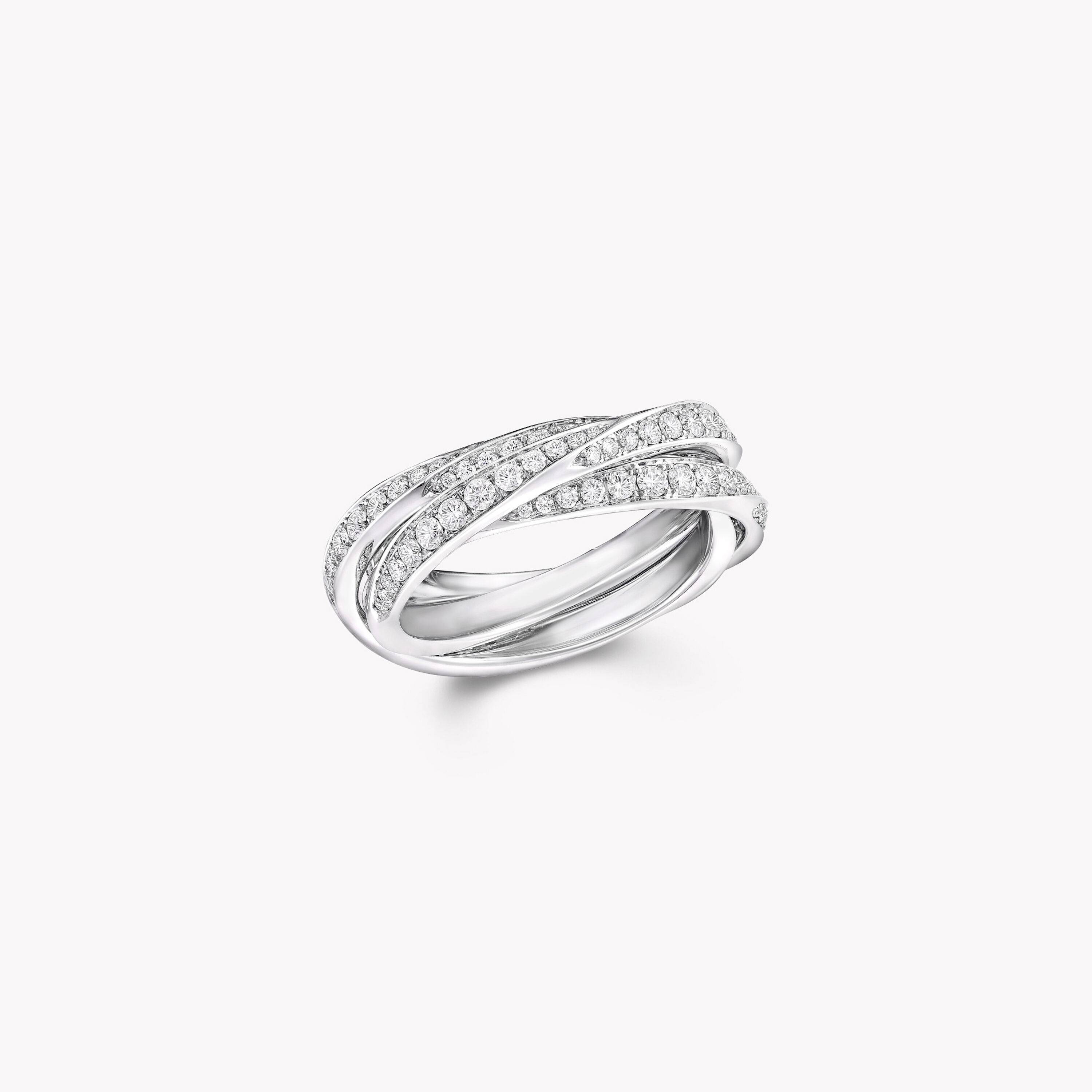 Triple Spiral Pavé Diamond Ring