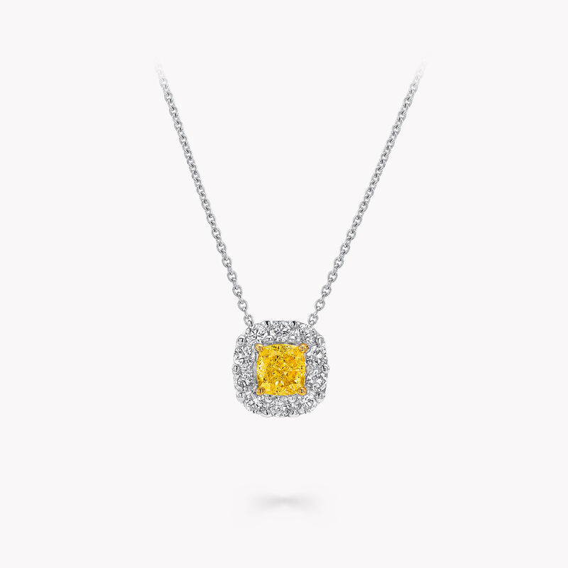 Pendentif diamant jaune taille coussin Icon